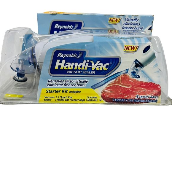 Reynolds Handi-Vac Vacuum Freezer Bags 14 Quart Sized Zipper Bags And Sealer - Picture 2 of 7